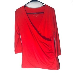 Soft Surroundings 24629 Red Faux Wrap Blouse